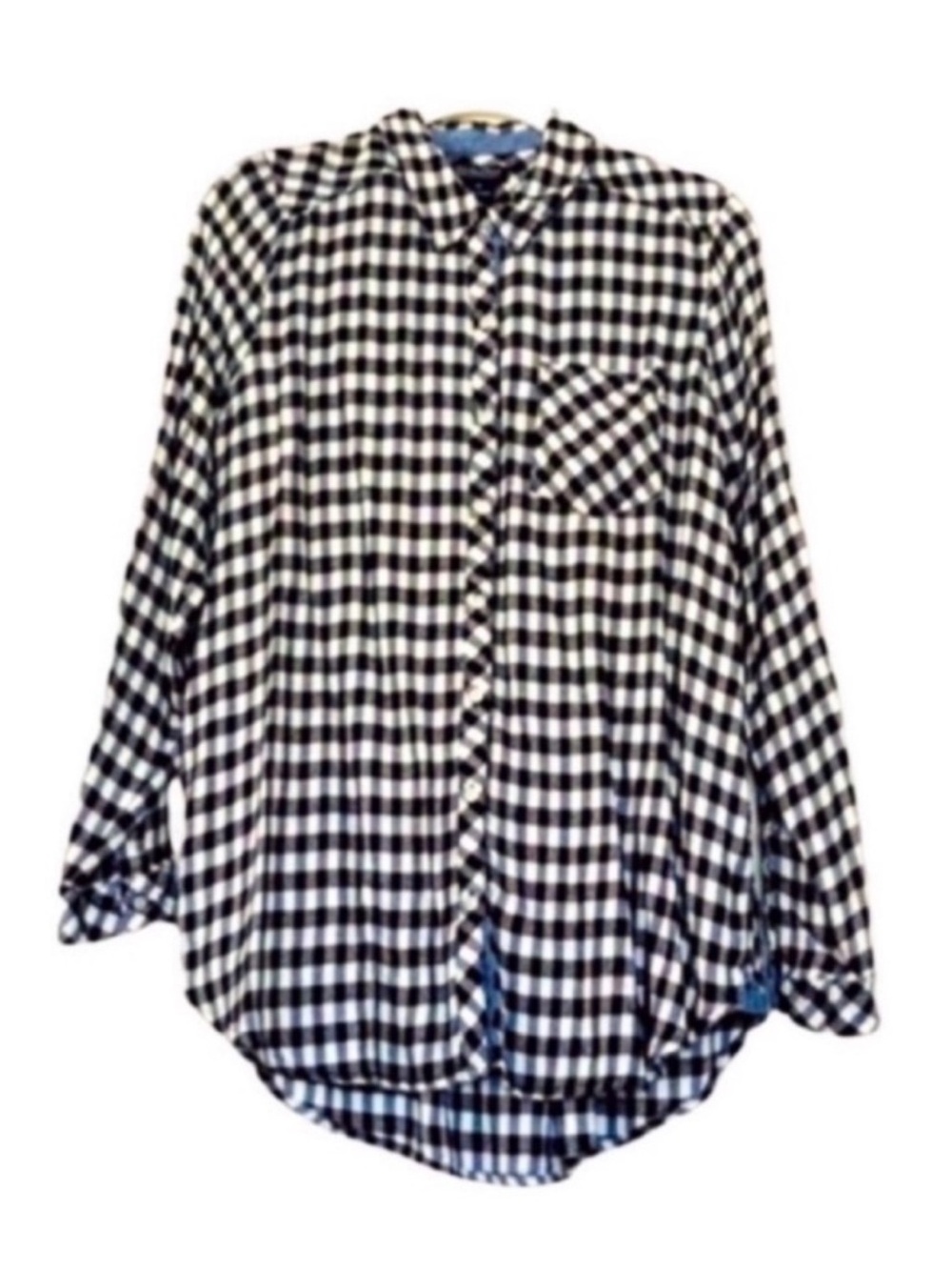 Lucky Brand Button Down Lightweight Flannelette Checked Shirt Black White Size M